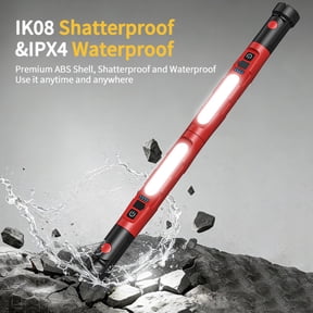 IK08 Shatterproof & IPX4 Waterproof LED Work Light, Magnetic Hook Rechargeable Flashlight for Auto Repair Outdoor Camping