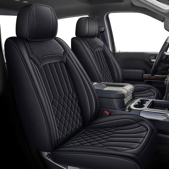 IKABEVEM Car 5 Seat Covers Fit for Chevrolet Silverado 2007-2018 Chevy Silverado Full Set Faux Leather Front & Rear Cushion,Black 052