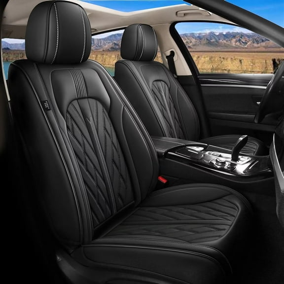 IKABEVEM Car 5 Seat Covers Fit for Chevrolet Silverado 2007-2018 Chevy Silverado Full Set Faux Leather Cushion Protector,Black