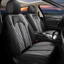 IKABEVEM  Car 5-Seat Covers Front & Rear Full Set Faux Leather Universal SUV Sedan Seat Cushion Protector Waterproof (5 Seats,Black&Grey)
