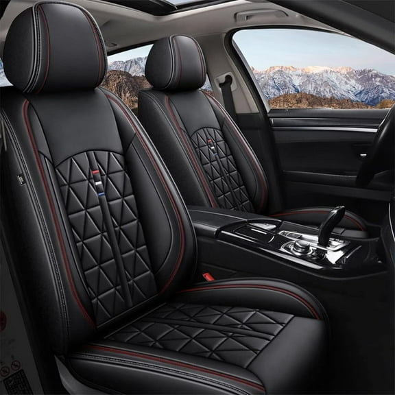LAONNVIR Car 5-Seat Covers Front & Rear Full Set for GMC Canyon 2015-2023 Car Seat Covers PU Leather Cushion Pad (Black)