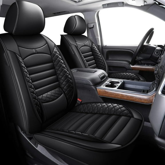 LAONNVIR Car 5-Seat Covers Front & Rear Full Set for GMC Canyon 2015-2024 Car Seat Covers PU Leather Cushion Pad (Black)