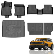 IKABEVEM Car Floor Mats & Cargo Liner TPE Rear Trunk Mat Set for Ford Bronco Accessories 2021-2024 All Weather Liners Protection