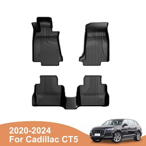 IKABEVEM Car Floor Mats For Cadillac CT5 2020-2024 All Weather TPE Rubber Floor Liners Protection