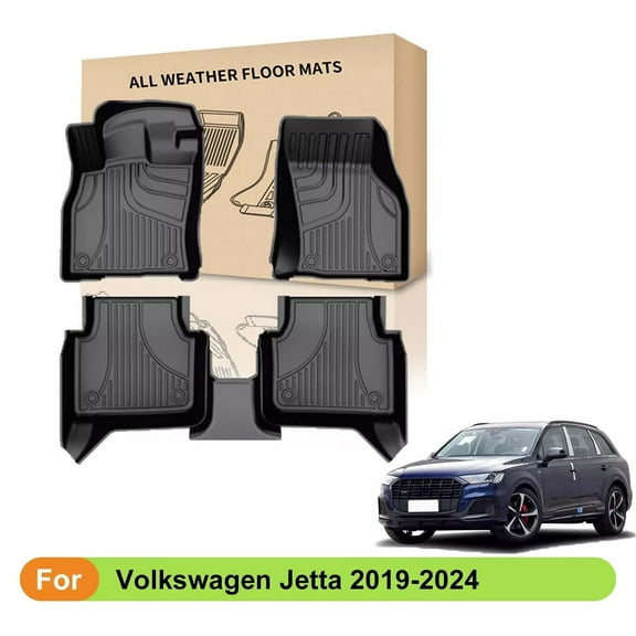 IKABEVEM Car Floor Mats For Volkswagen Jetta 2019-2024 All Weather TPE Rubber Floor Liners Protection