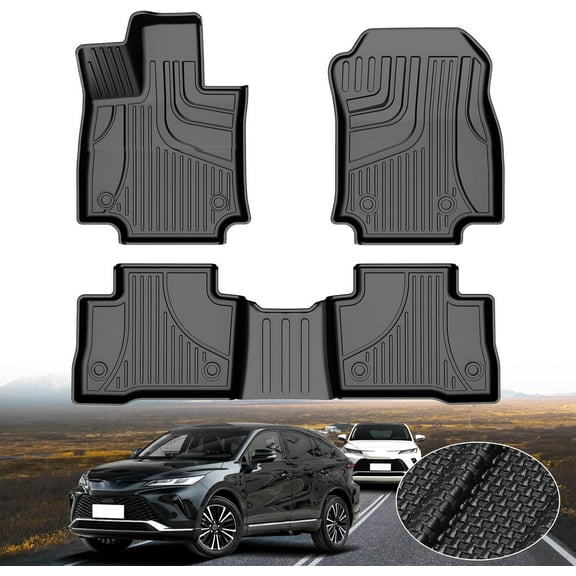 IKABEVEM Car Floor Mats for Toyota Venza 2019-2024 All Weather TPE Rubber Floor Liners Protection Black