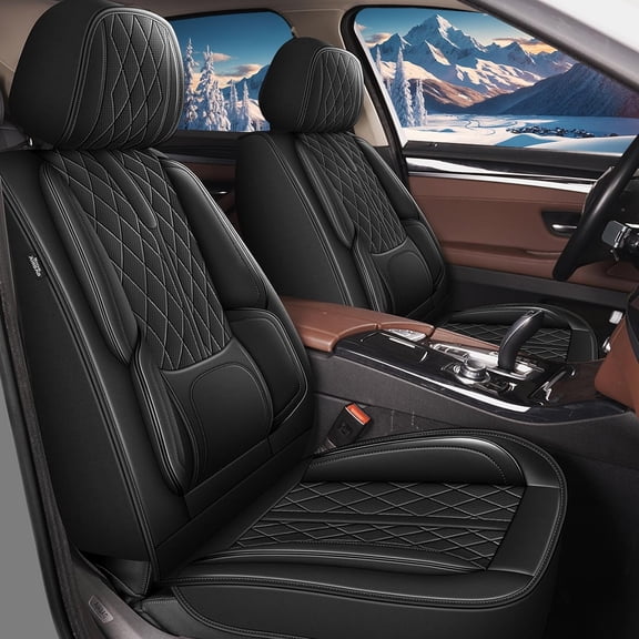 LAONNVIR Car Front Row 2 Seat Covers Fit for Dodge Nitro 2010-2020 Faux Leather Cushion Pad Protector,Black
