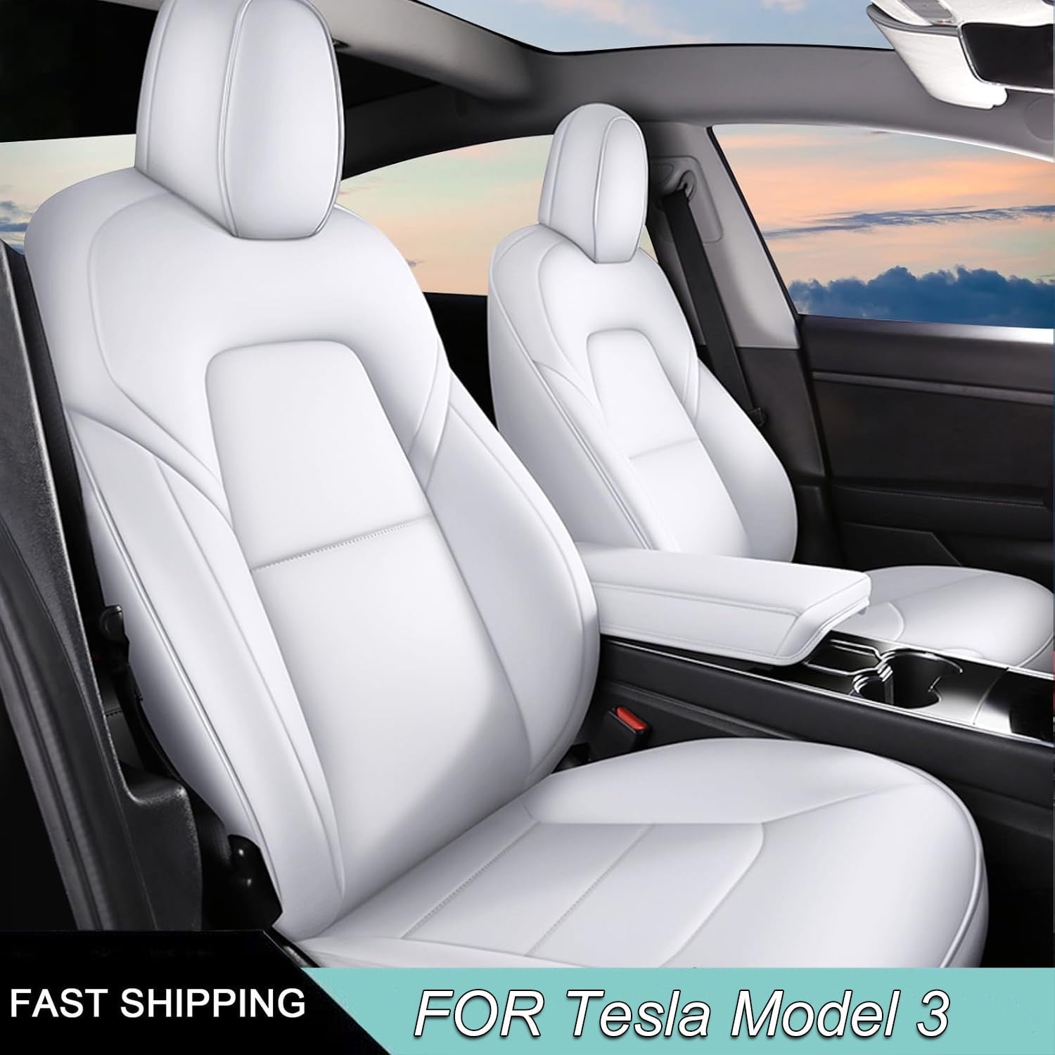 Tesla Model 3 White Seat Covers