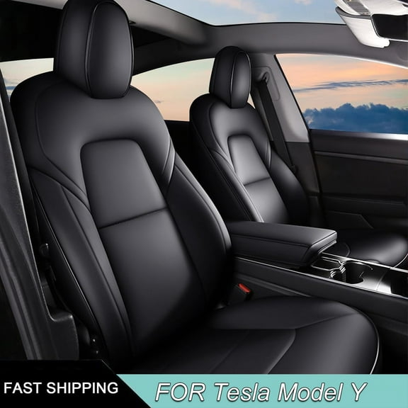 IKABEVEM Car Seat Cover Fit for Tesla Model Y 2023 2024 Full Set Customized Seat Covers (Black)
