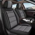 thumbnail image 1 of LAONNVIR Car Seat Covers 5Pcs Full Set with Waterproof Leather Car Seat Protectors Covers Automotive Vehicle Cushion Cover Universal Fit for Nissan Versa 2018-2023 (Black&Grey), 1 of 5