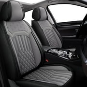 IKABEVEM Car Seat Covers Fit for Toyota Tacoma 2007-2024 with Waterproof Faux Leathe and Easy to Install (Full Set, Black&Dark Gray)