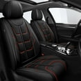 thumbnail image 1 of LAONNVIR Car Seat Covers, Waterproof Leather Vehicle Cushion Covers, Universal Fit Most Car Sedan SUV Pickup Truck, Fit for Toyota Corolla 4Runner Camry RAV4 Prius(Black&Red,Full Set), 1 of 6