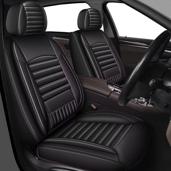 LAONNVIR Car Seat Covers Full Set Fit for Audi A4 2015-2024 Pickup Truck 5 Seat Auto Interior Accessories, Waterproof Faux Leather Car Seat Cushions Covers(Black)