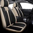 thumbnail image 1 of LAONNVIR Car Seat Covers Full Set Fit for Ford Ranger 2019-2024 Waterproof Breathable Leather Seat Protector with Airbag Compatible Automotive 5 Seat Cushions Cover (Black&Beige), 1 of 7