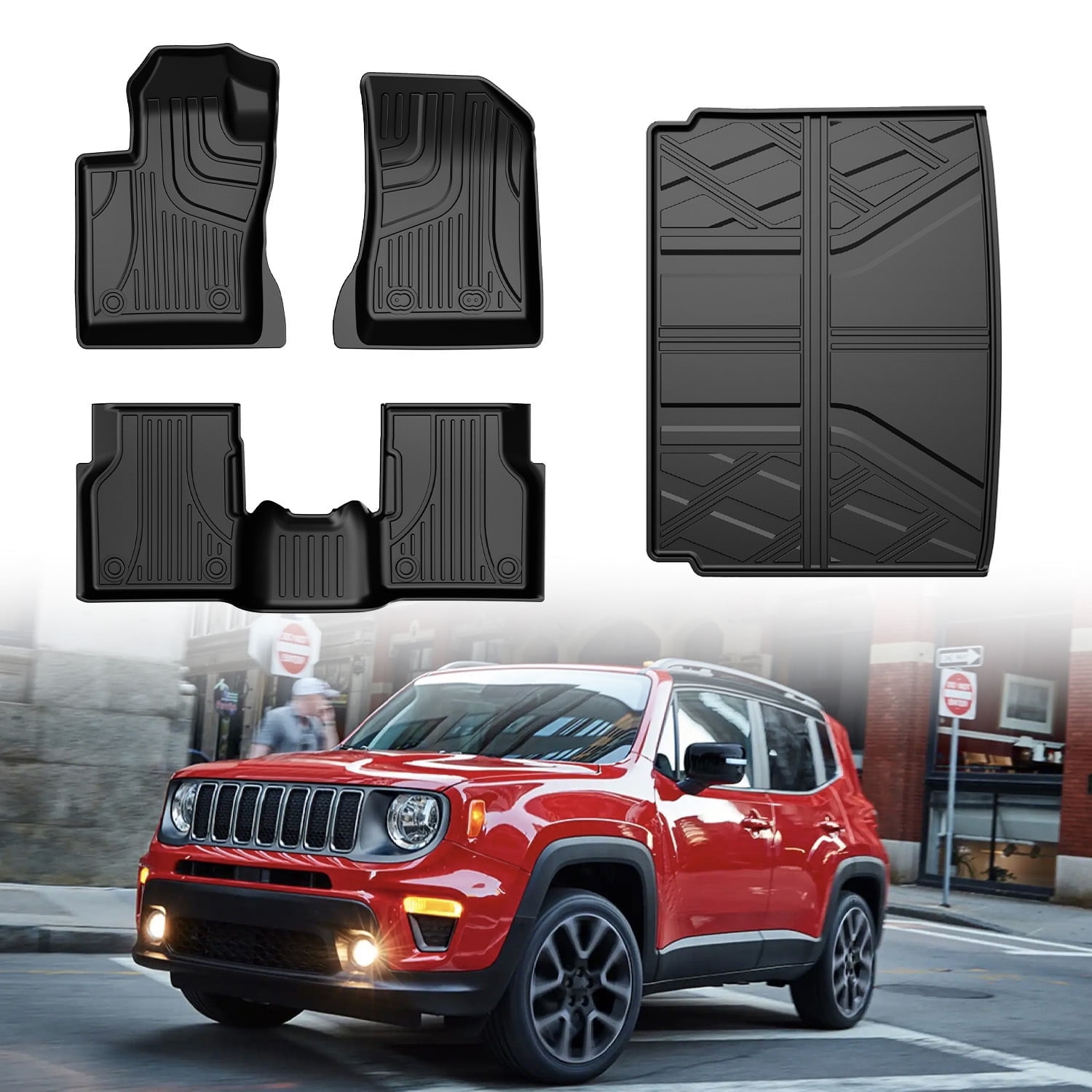 IKABEVEM Custom Fit Floor Mats and Cargo Mat Set Compatible with Jeep ...