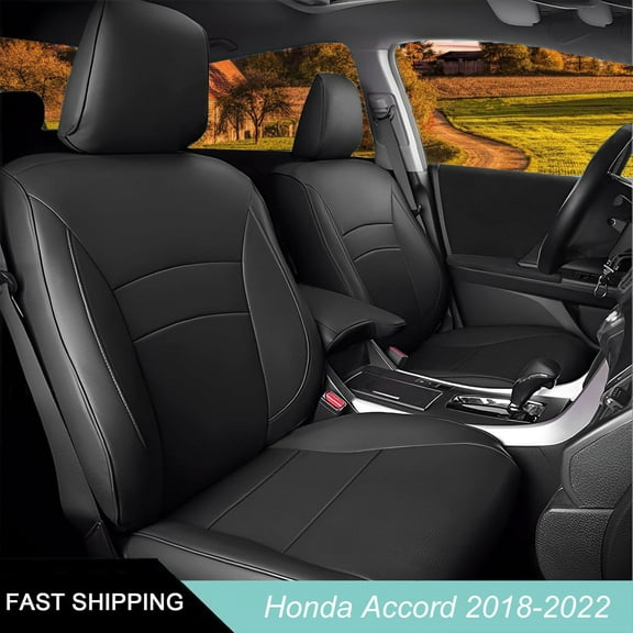 IKABEVEM Custom Fit Seat Covers for Honda Accord: EX-L,Touring,Sport,EX,Hybrid 2018-2022 Faux Leather Seat Covers Full Set (Black)