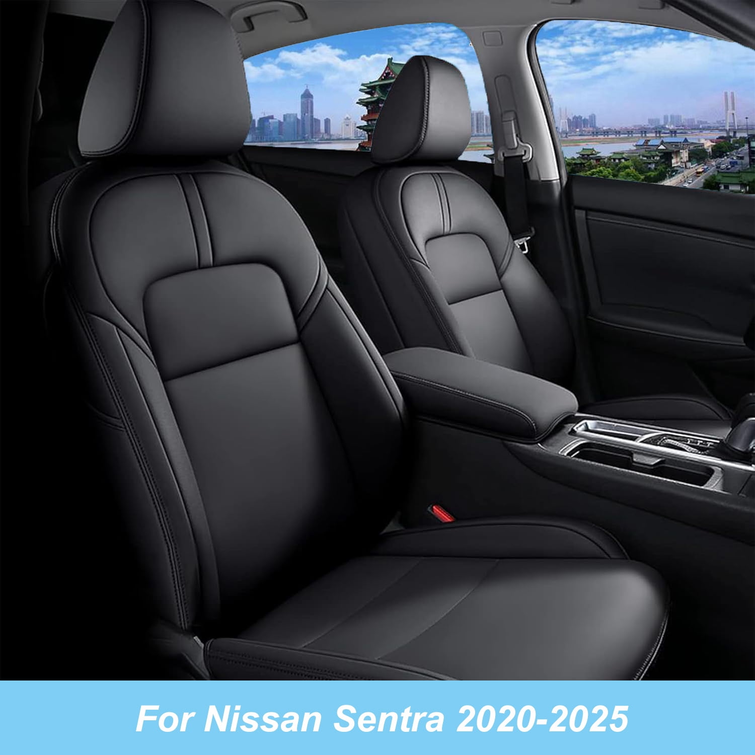 IKABEVEM Custom Fit Seat Covers for Nissan Sentra 20202025 Waterproof Car Seat Covers (Full Set