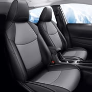 IKABEVEM Custom Fit Seat Covers for Toyota Corolla Cross Hybrid SE,XES 2023 2024,Full Set Faux Leather Corolla Cross Hybrid Seat Covers Black+gray