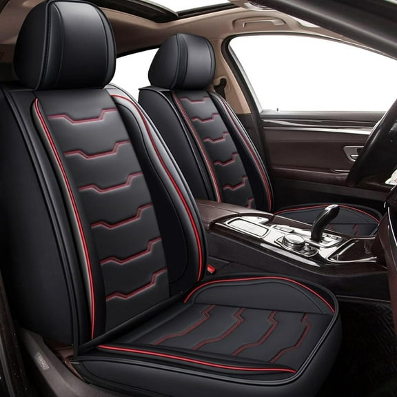 LAONNVIR Faux Leather Car Seat Covers Front for Toyota Highlander 2014-2024 (2 Seats,Redline)