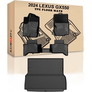 IKABEVEM Floor Mats & Cargo Line Fit for 2024 Lexus GX550 | Toyota Land Cruiser 5 Seat - All Weather TPE Waterproof Anti-Slip Floor Liner and Trunk Mat - Car Mat Set for 2024 GX550 Accessories, Black