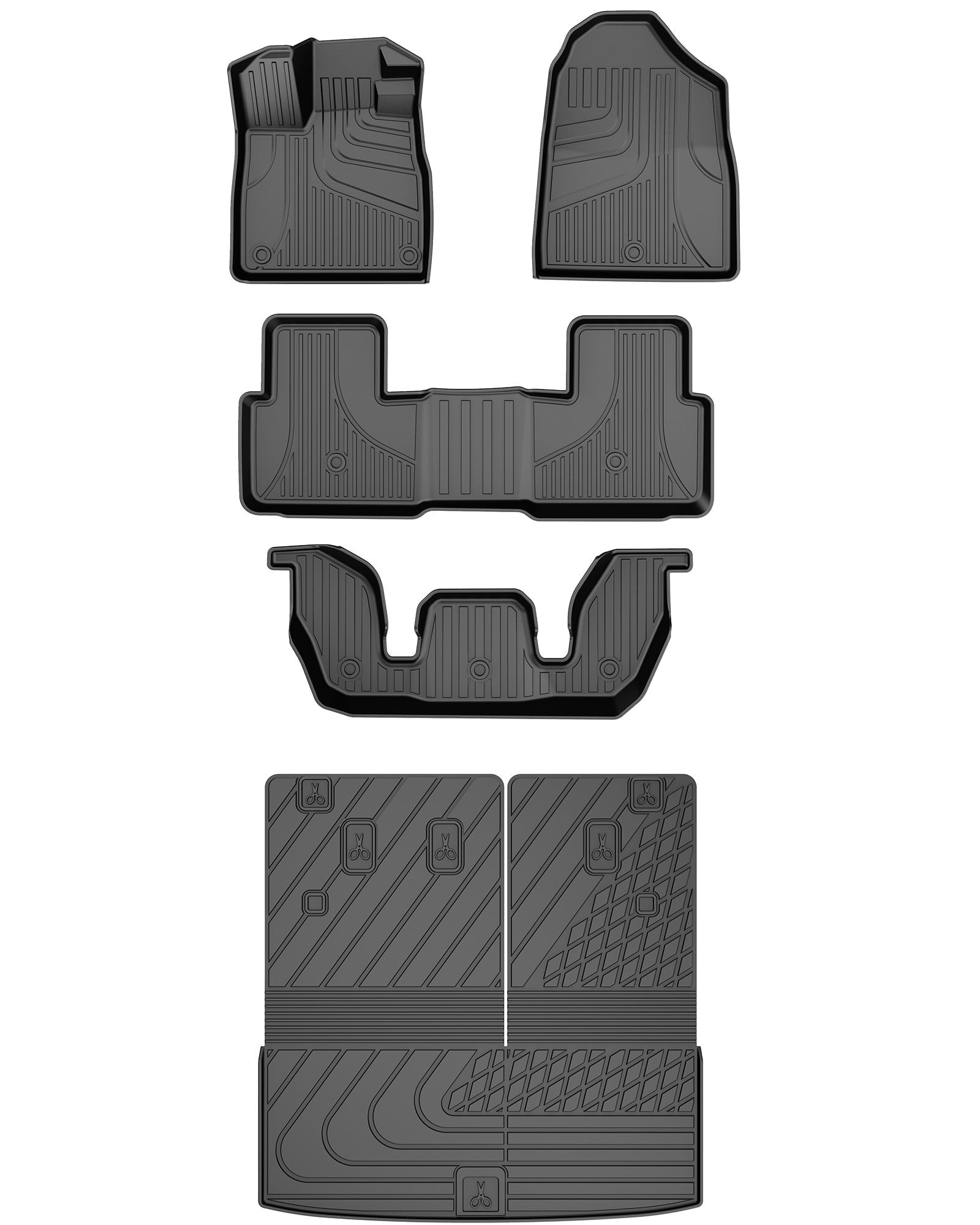 IKABEVEM Floor Mats & Cargo Mat Compatible with 2023 - 2025 Honda Pilot 7-Seat - Custom Fit TPE Floor Liners &Trunk Mat & Backrest Mat Full Set