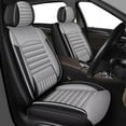 thumbnail image 1 of LAONNVIR Front Car Seat Cover Custom Fit Toyota, Leather Seat Covers for Toyota Tacoma RAV4 Camry Highlander Corolla Prius Venza (Grey+Black) 2-Pack, 1 of 5