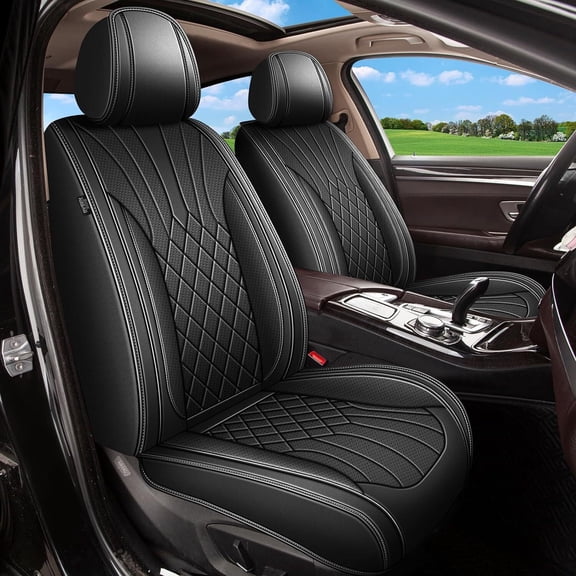 LAONNVIR Full Coverage Car Seat Covers, Anti-Slip Leather Universal Fit for Subaru Impreza 2012-2024 (Full Set,Black)