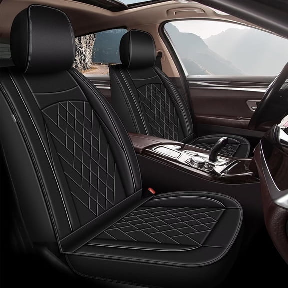 LAONNVIR Full Coverage Car Seat Covers, Anti-Slip Leather Universal Fit for Subaru Impreza 2012-2024 (Full Set,Black)