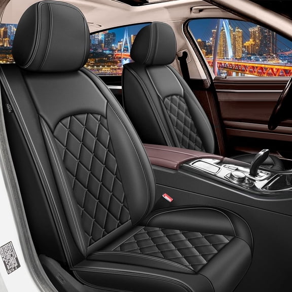 LAONNVIR Full Coverage Car Seat Covers, Anti-Slip Leather Universal Fit for Subaru Impreza 2012-2024 (Full Set,Black)