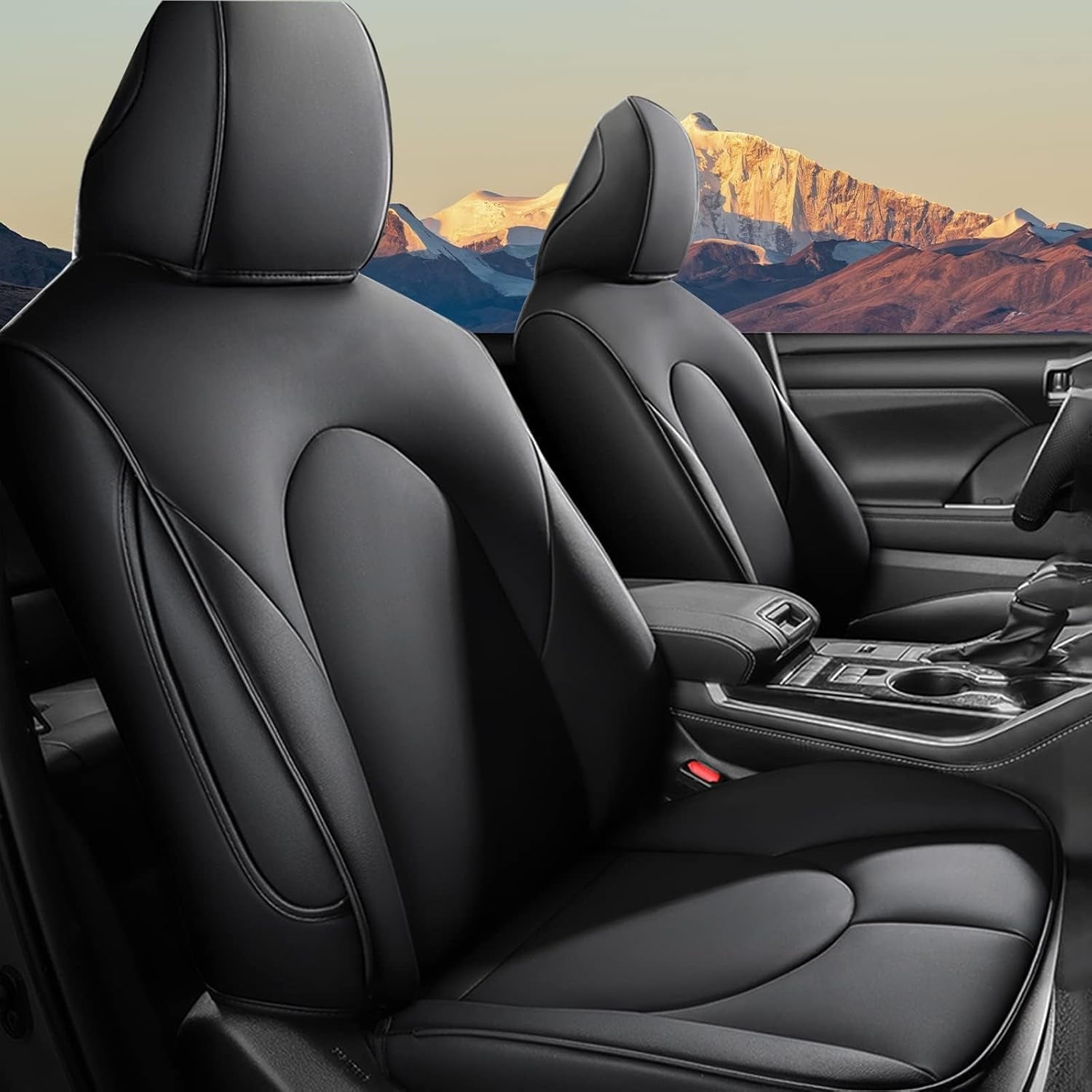 IKABEVEM Seat Cover Compatible with 2024 2025 Toyota Grand Highlander : Custom Fit Car Seat Covers for Grand Highlander Three Rows 8 Seats withwith Second Row 40/60 Split,Full Set Faux Leather Black