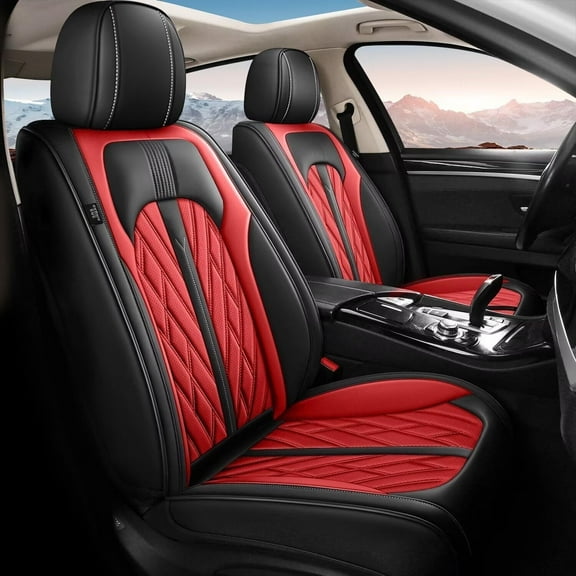 LAONNVIR Seat Covers for Car Full Set Fit for Toyota RAV4 2013-2025 2026 Leather Seat Covers Breathable Waterproof Seat Protector Automotive Seat Cushion with Airbag Compatible(5 Seats,Red)