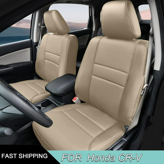 IKABEVEM Seat Covers Custom Fit Honda CR-V 2015 2016 Full Set Faux Leather(5 Seats, Beige)