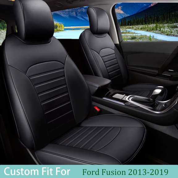 IKABEVEM Seat Covers Custom Fit for Ford Fusion 2013-2019 All Models Leatherette Waterproof Seat Protector(Black,5 Seats)
