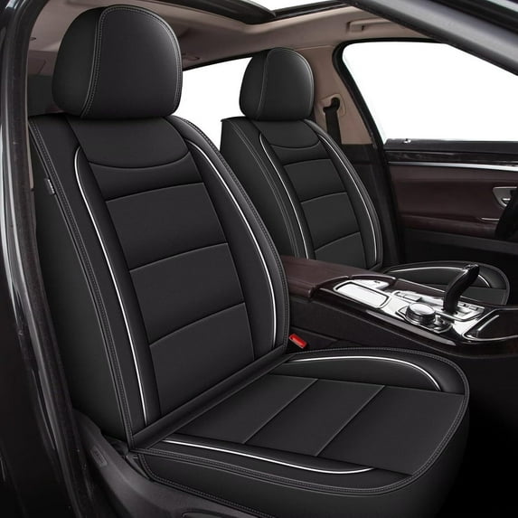 LAONNVIR Seat Covers Fit for Toyota RAV4 2013-2018 2PCS Front Seats Car Seat Cover Ice Silk Leather Breathable Waterproof Automotive Cushion Protector (2PCS Front,Black)