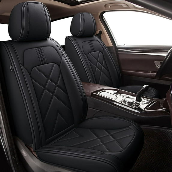 LAONNVIR Seat Covers Full Set Fit for Honda CR-V 2007-2024 2025 Faux Leather Car Seat Cover Waterproof Automotive Seat Cushion Protectors Compatible Airbag (Black,5 Seats)
