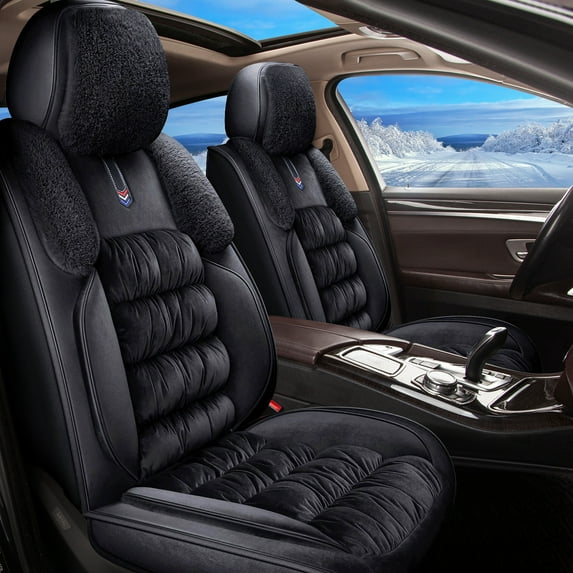 IKABEVEM Seat Covers for Volkswagen Arteon 2019-2023 2024: 2 Seats Breathable Leather Car Seat Covers Front Set - Compatible Airbag & with Lumbar Support (5 Seats, Black)