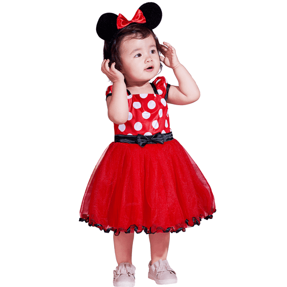 IKALI Baby Girls Princess Costume Dress up Clothes, Toddler Red Polka Dot Tutu Skirt for Birthday Party 6M-4T