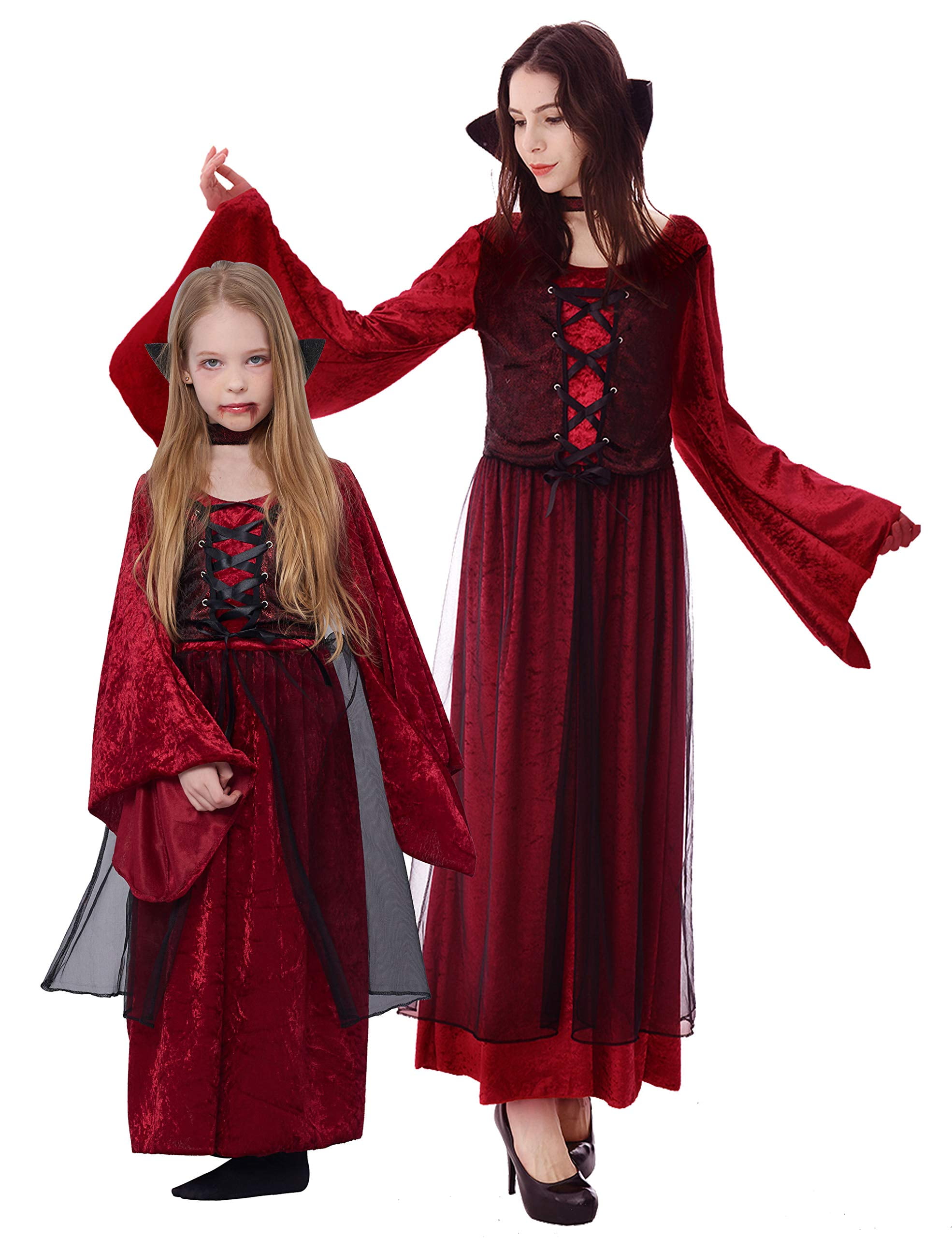 IKALI Girl Vampire Costume Outfit, Princess Gothic Fancy Dress Up