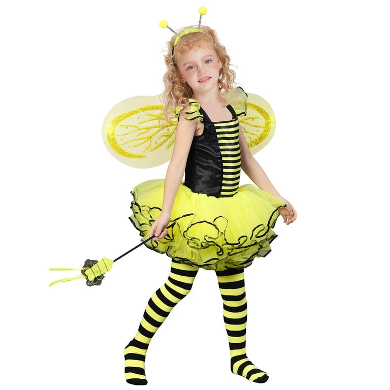 IKALI Toddler's Bumble Bee Costume with Wings, Yellow Fairy Outfit for  Halloween 3-8Years - Walmart.com
