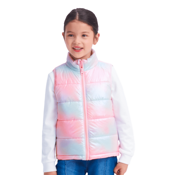 IKALI Girls Puffer Vest Kids Winter Jacket Lightweight Clothes with Pockets Rainbow 3-12 Years