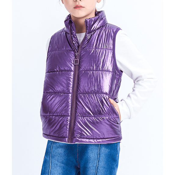 IKALI Girls Puffer Vest Purple Kids Winter Jacket Lightweight Clothes with Pockets 3-12 Years