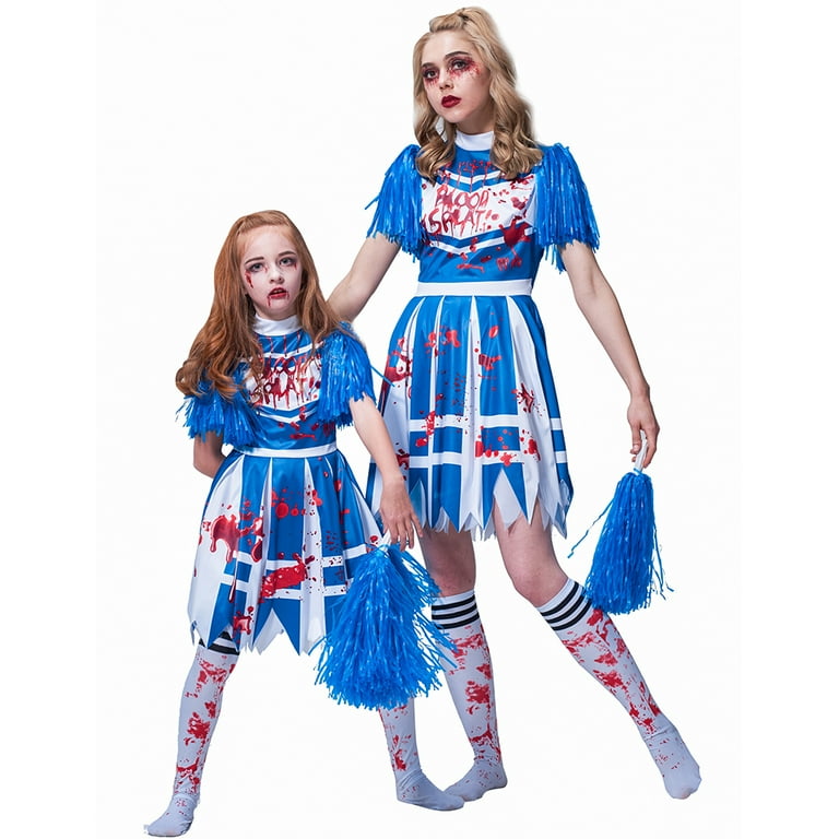 Buy Girls Black Zombie Cheerleader Fancy Dress Costume & Accessories – Kids  Zombie Halloween Outfit Including: Dress With Squad Print, Bloodstained  Tights, Fake Blood & Face Paint (Large - 10/12 Years) Online at  desertcartNorway
