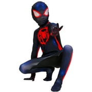 IKALI Kids Superhero Costumes, Spider Miles Jumpsuit with Mask for Boys Bodysuit Outfit Party Cosplay Clothing 3-12 Years