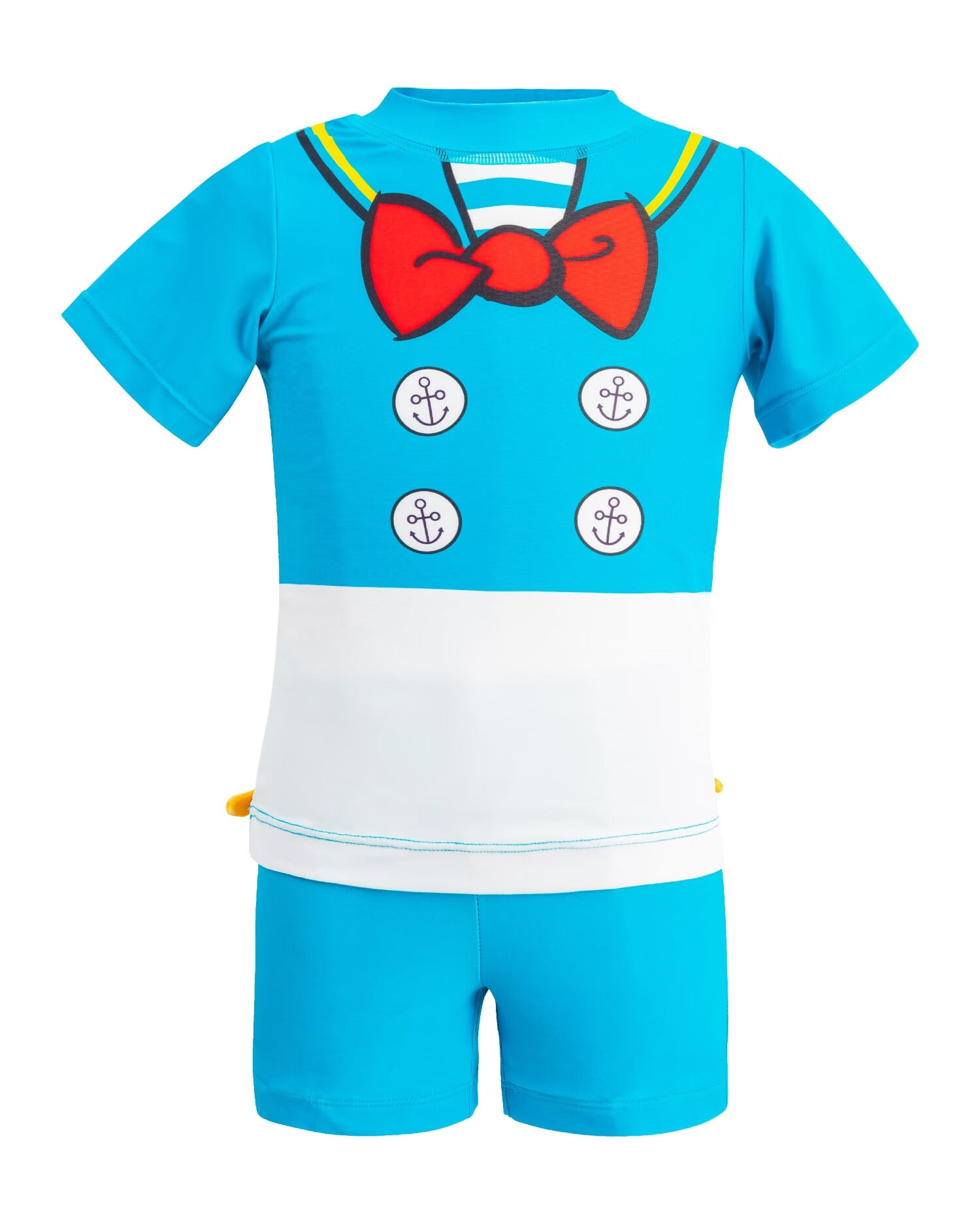 IKALI Swimming Suit, Blue Swimwear with Navy Collar Shape, Onepiece