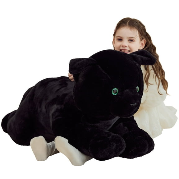 IKASA Black Cat Stuffed Animals Plush Toys,Giant Big Large Jumbo Soft Toy,30" Cute Huge Size Fluffy Plushy Fat Plushie,Gifts for Kids