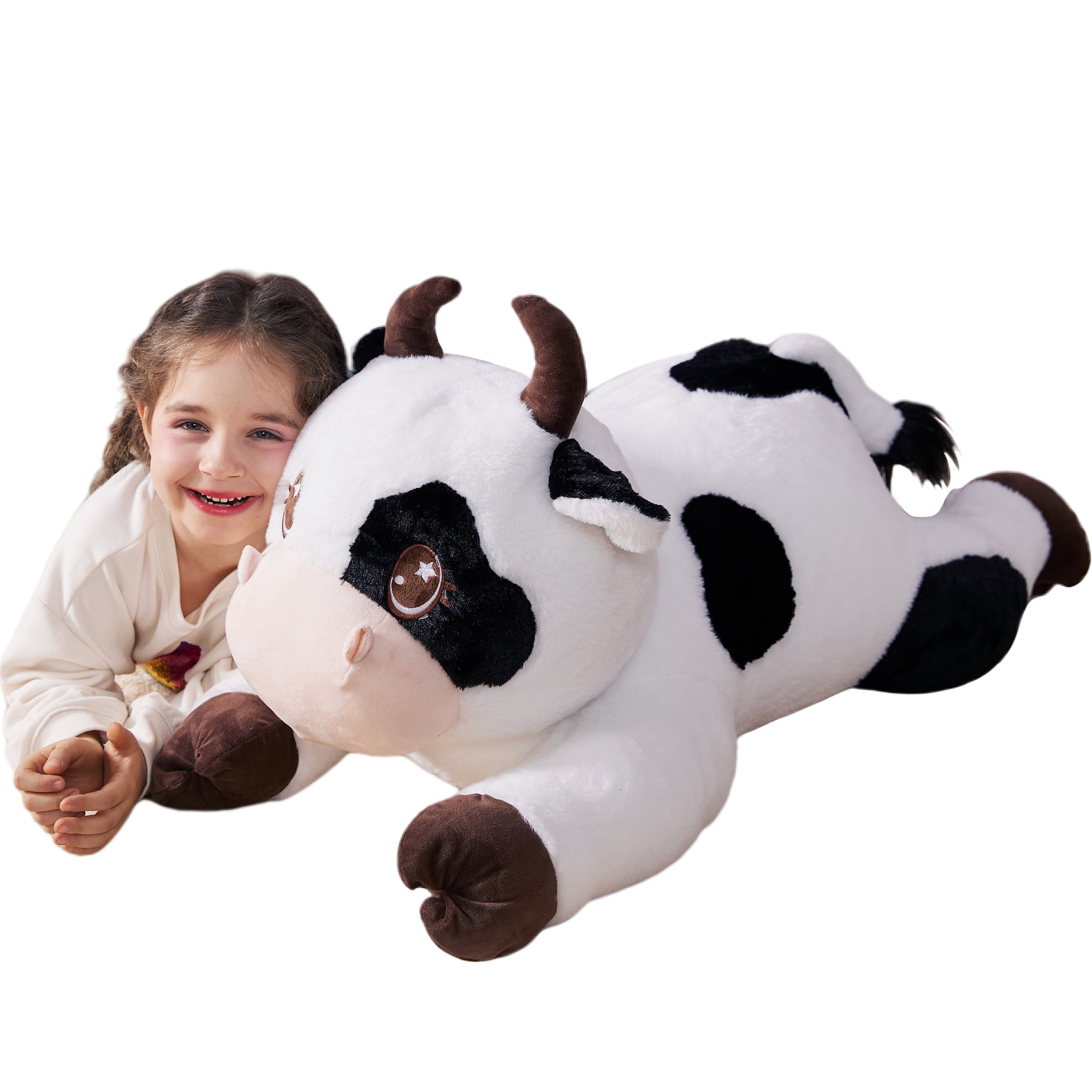 IKASA Giant Cow Stuffed Animal Plush Toy,Large Cow Cute Jumbo Soft Toys,Huge  Big Size Plushy Fluffy Fat Oversized Plushie,Gifts for Kids Girls Boys  Girlfriend Childrens 