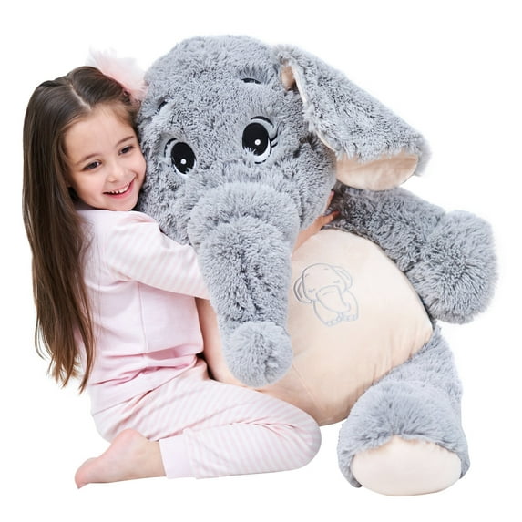 IKASA Giant Elephant Stuffed Animal Plush Toy,Large Jumbo Elephant 39" Gray Huge Cute Soft Toys,Big Size Fluffy Plushy Fat Oversized Plushie,Gifts for Girls Boys Girlfriend Children