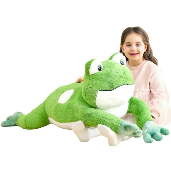 IKASA Giant Frog Stuffed Animal Plush Toy,Large Jumbo Frog 30" Green Huge Cute Soft Toys,Big Size Plushy Fluffy Fat Oversized Plushie,Gifts for Kids Girls Boys Girlfriend Children