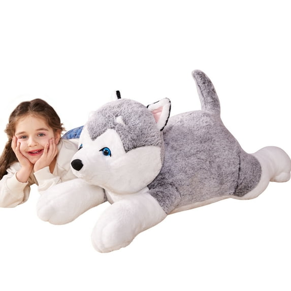 IKASA Giant Husky Stuffed Animal Plush Toy,Large Jumbo Husky 30" Gray Huge Cute Soft Toys,Big Size Fluffy Plushy Fat Oversized Plushie,Gifts for Kids Girls Boys Girlfriend Childre
