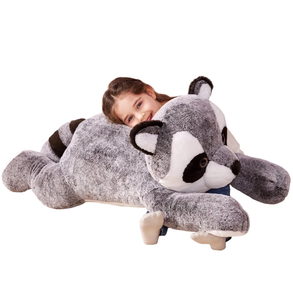 IKASA Giant Raccoon Stuffed Animal Plush Toy,Large Jumbo Racoon 30" Gray Huge Cute Soft Toys,Big Size Plushy Fluffy Fat Oversized Plushie,Gifts for Kids Girls Boys Girlfriend Children